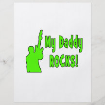 guitar rocks holding up electric green daddy rocks flyer design