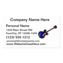 Guitar Semi Hollow Simple Blue Graphic Business Card Templates