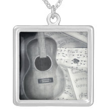 Guitar & Sheet Music Necklace