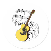 Guitar Round Stickers