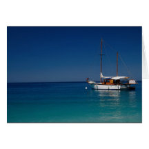 Gulet moored off town beach, Olu Deniz, Turkey Card