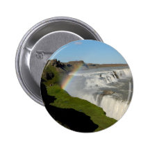 Gullfoss waterfall in summer buttons