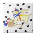 Gulliver's Angels Yellow Sailing Lab Tile Trivet