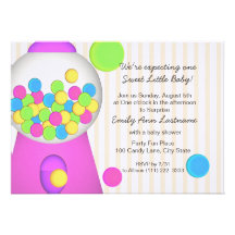 Gumball Baby Shower Personalised Invitations