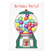 Gumball Goodies Birthday Party Custom Announcement