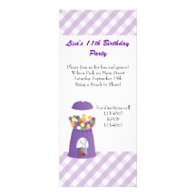 Gumball Machine and Hearts Personalized Invitations