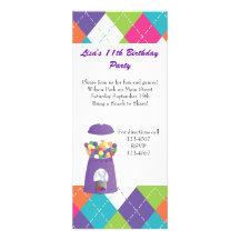 Gumball Machine and Hearts Personalized Invitation