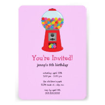 Gumball Machine Birthday Party Invitations