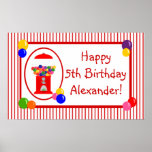Gumball Machine Happy Birthday Banner Poster posters