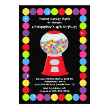 Gumballs Candy Bash Birthday Party Invitation