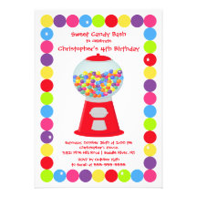 Gumballs Candy Bash Birthday Party Invitation