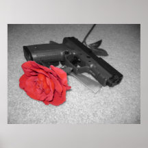 Gun & a Rose Print