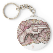 Gun Brain keychains