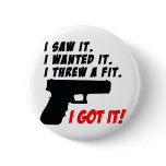Gun Temper Tantrum Pinback Button