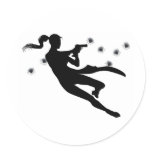 Gunfight action woman stickers