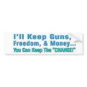 Guns, Freedom, and Money Anti Obama Bumper Sticker bumper stickers