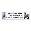 guns only have two enemies, rust and politicians bumper stickers
