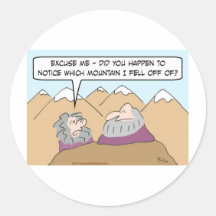 guru fell off mountain round sticker