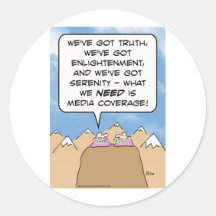 gurus enlightenment media coverage round stickers