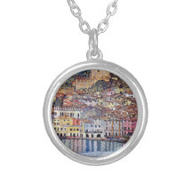 Gustav Klimt - Malcesine at Lake Garda Necklaces