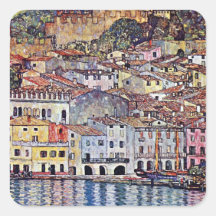 Gustav Klimt - Malcesine at Lake Garda Square Sticker