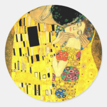 Gustav Klimt -The Kiss  Round Stiker Round Sticker