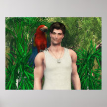 Guy and Parrot Posters
