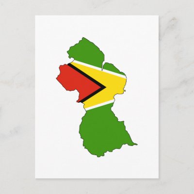 Guyana flag map postcard by