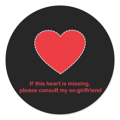 Guys Heart Missing Round Sticker by RAWRoutloud