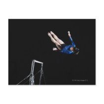 Gymnast (16-17) dismounting uneven bars postcards