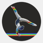 Gymnast on a Rainbow Beam Round Sticker