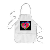 Gymnast Rainbow Heart Black Apron