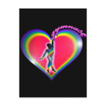 Gymnast Rainbow Heart Black Post Cards