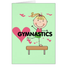 GYMNASTICS - Blonde Girl Balance Beam Tshirts Cards