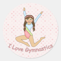 Gymnastics Brunette Round Sticker