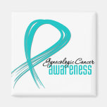 Gynaecologic Cancer Awareness Grunge Ribbon magnets