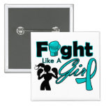 Gynaecologic Cancer Fight Like A Girl Silhouette Pinback Buttons