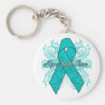 Gynaecologic Cancer Flourish Hope Faith Cure keychains