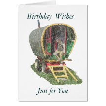 Gypsy Caravan Birthday Card.