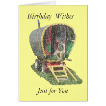 Gypsy Caravan Birthday Card.