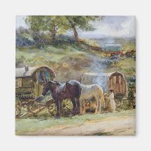 Gypsy Encampment, Appleby, 1919 Magnets