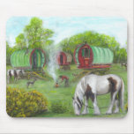 Gypsy wagons and horses mousepads