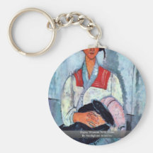 Gypsy Woman With Child By Modigliani Amedeo Key Chains