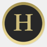 H :: Monogram H Elegant Gold and Black Sticker