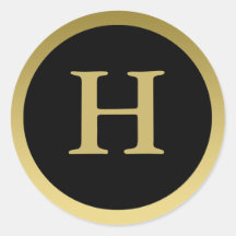 H :: Monogram H Elegant Gold and Black Sticker