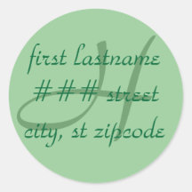 "H" monogram return address label - personalise Sticker