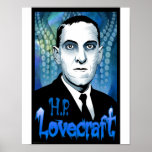 H.P. Lovecraft portrait (blue) posters