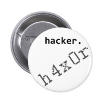 Hacker h4x0r pinback button