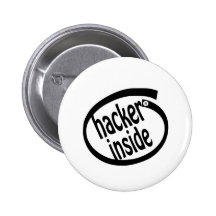 Hacker inside pinback button