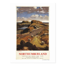 Hadrian's Wall and Sheep British Rail Poster Postcard